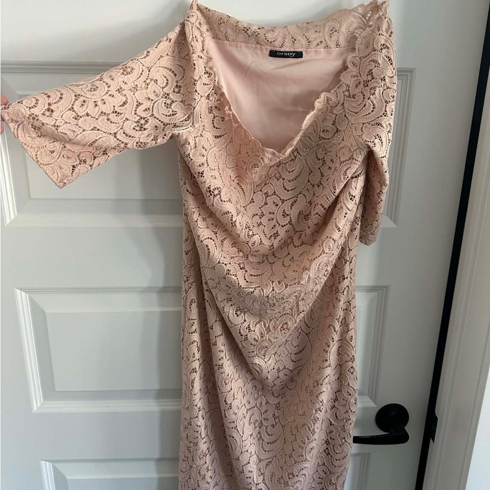 Elegant Long Sleeve Lace Dress - Blush
